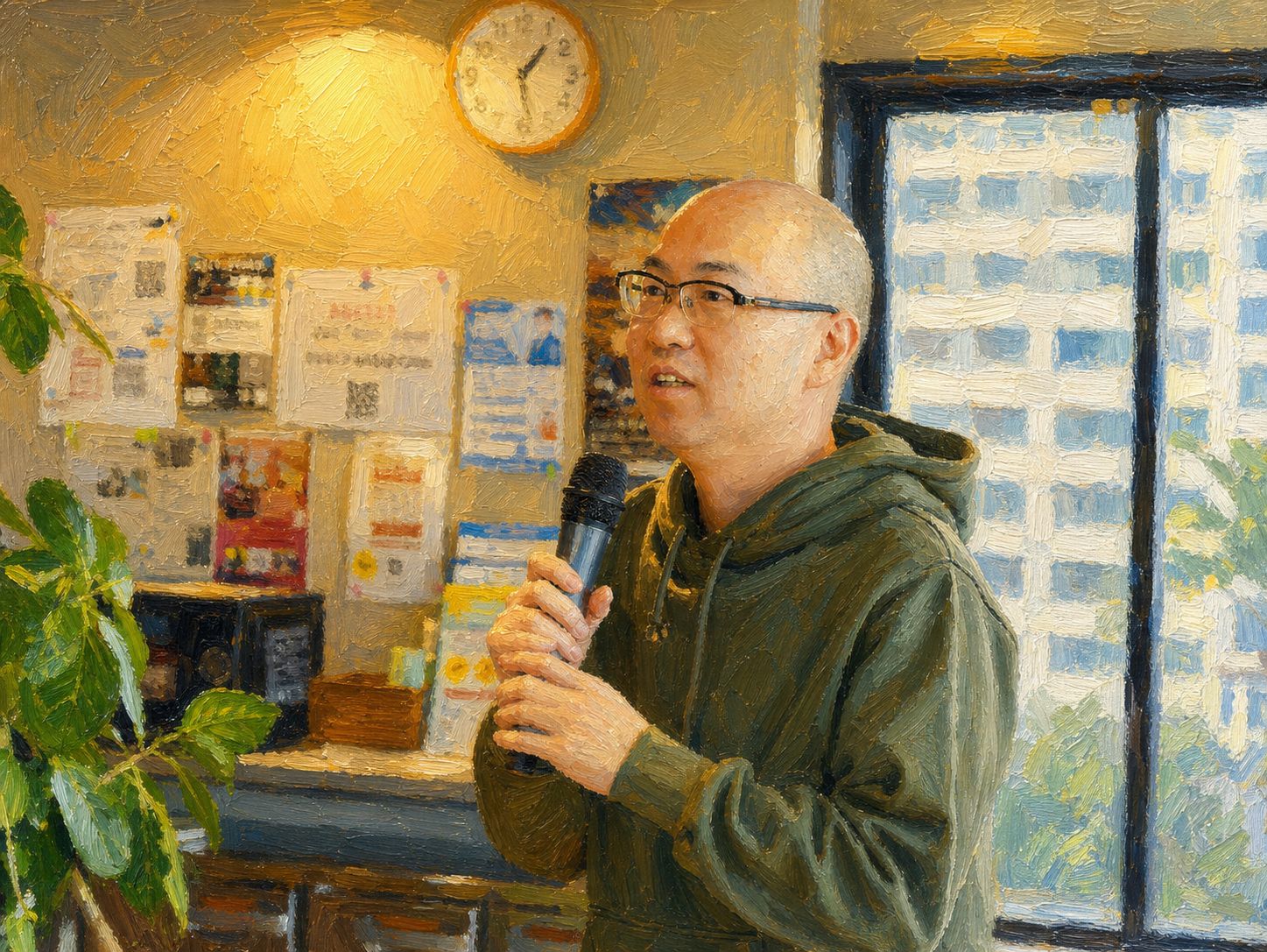 マイクを持って話す岩尾徹